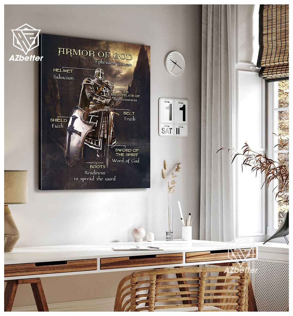 Armor of God Ephesians 6:10-20 Labeled Knight Christian Faith Poster - Image 5