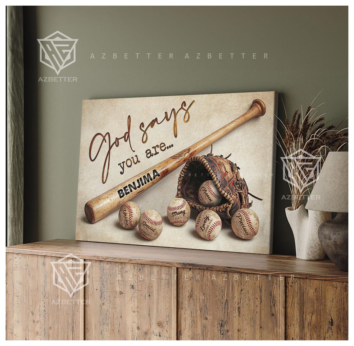 Personalized Baseball Art God Says You Are Custom Gift For Baseball Player Birthday Gift For Son Baseball Team Wall Art - Image 3