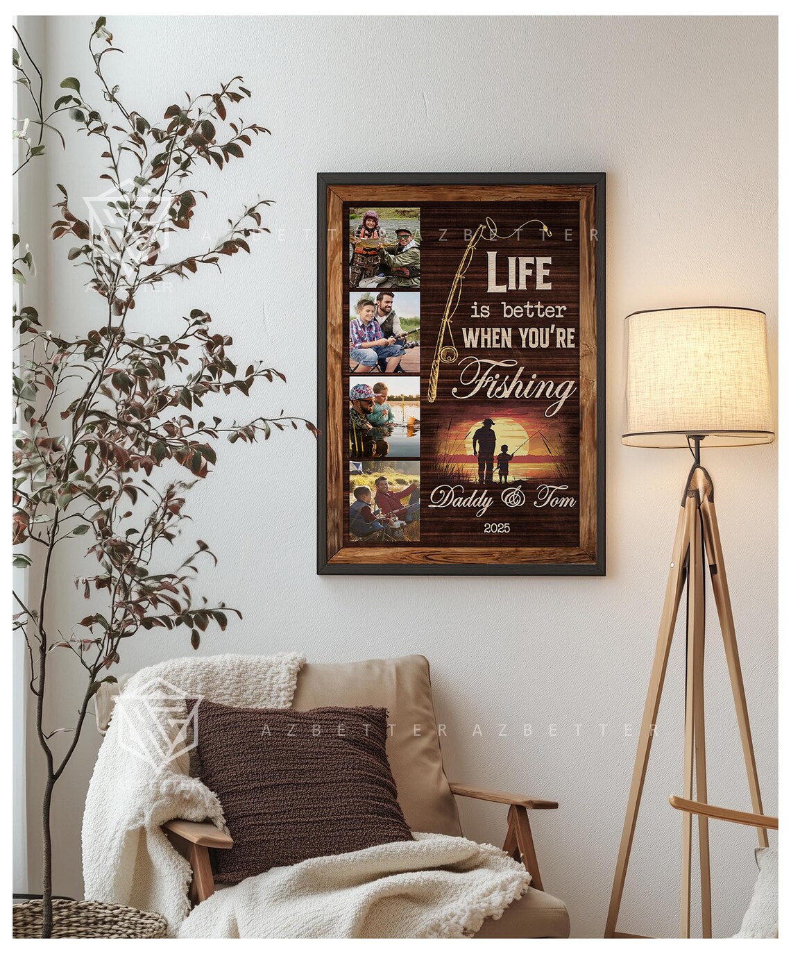 Life Is Better When You're Fishing Photo Collage Dad Gift Wall Poster - Image 2