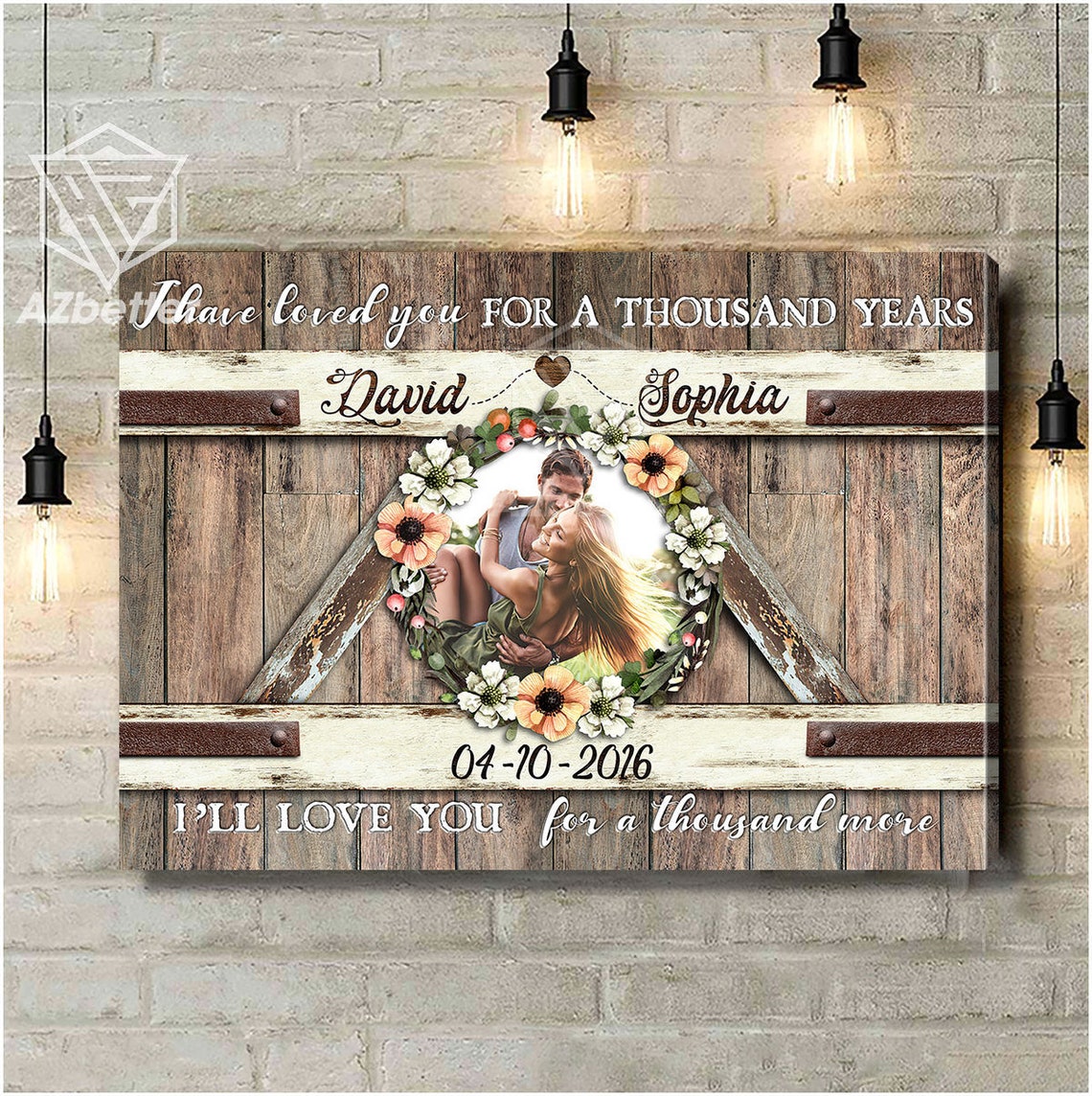 Thousand Years Love Couple Names Date Barn Door Photo Poster - Image 5