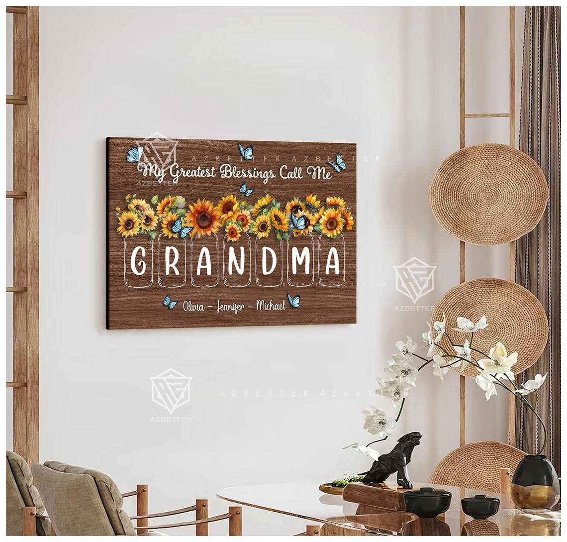 My Greatest Blessings Call Me Grandma Sunflower Mason Jar Gift Poster - Image 4