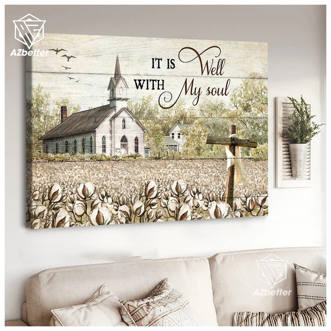 Old Church It Is Well With My Soul Hymn Farmhouse Decor Poster - Image 5