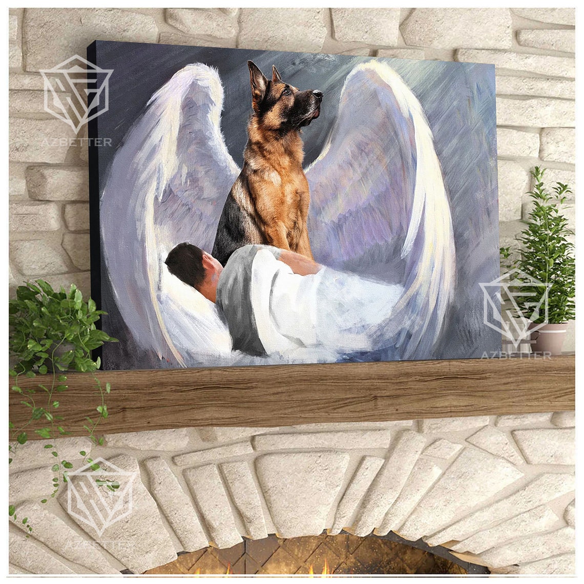 German Shepherd Guardian Angel Watching Over Sleeping Man Poster - Image 3
