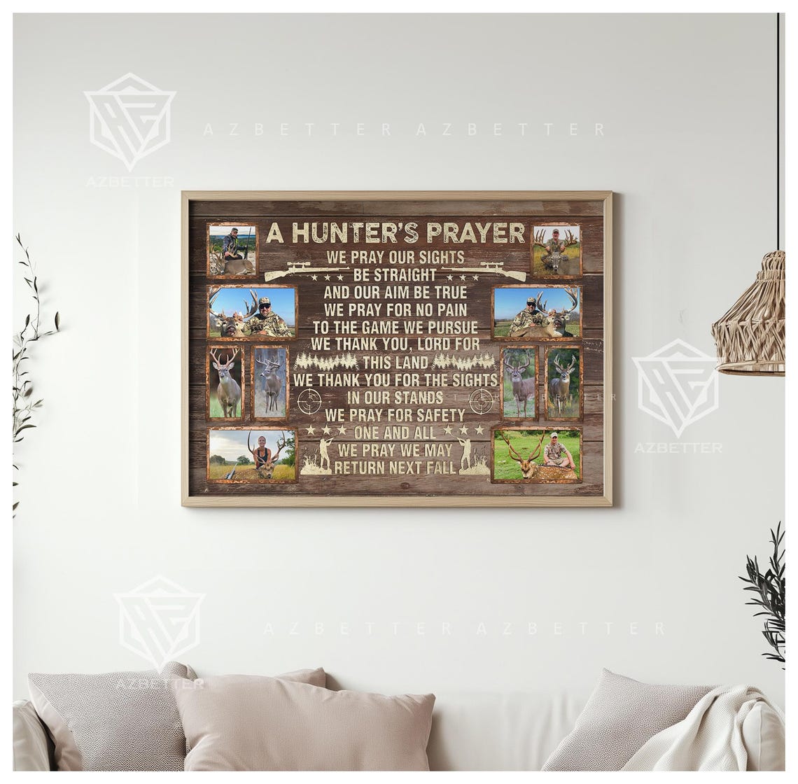 A Hunter's Prayer Deer Hunting Photo Collage Rustic Lodge Poster - Image 2
