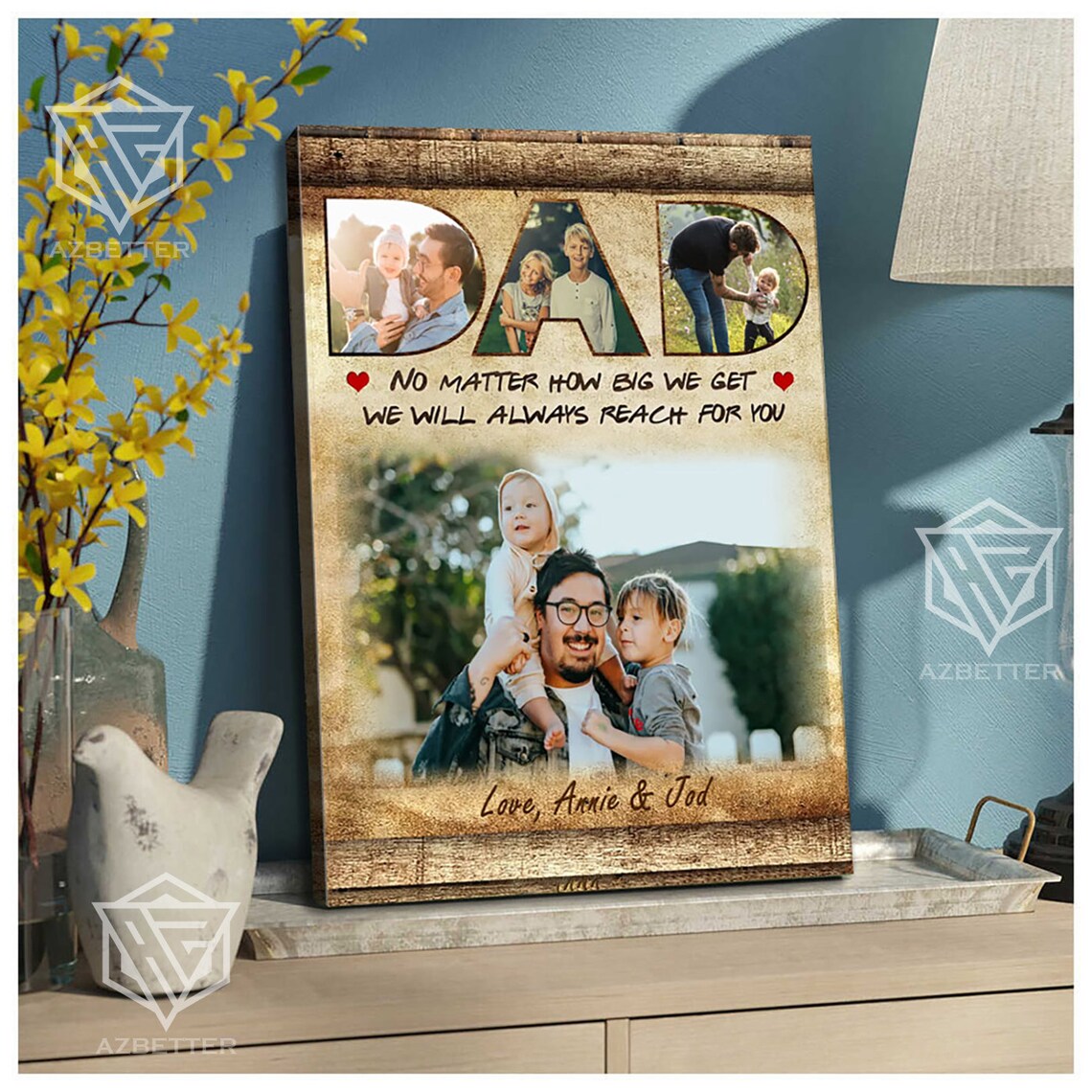 Personalized DAD Photo Collage No Matter How Big We Get Sign Poster - Image 5