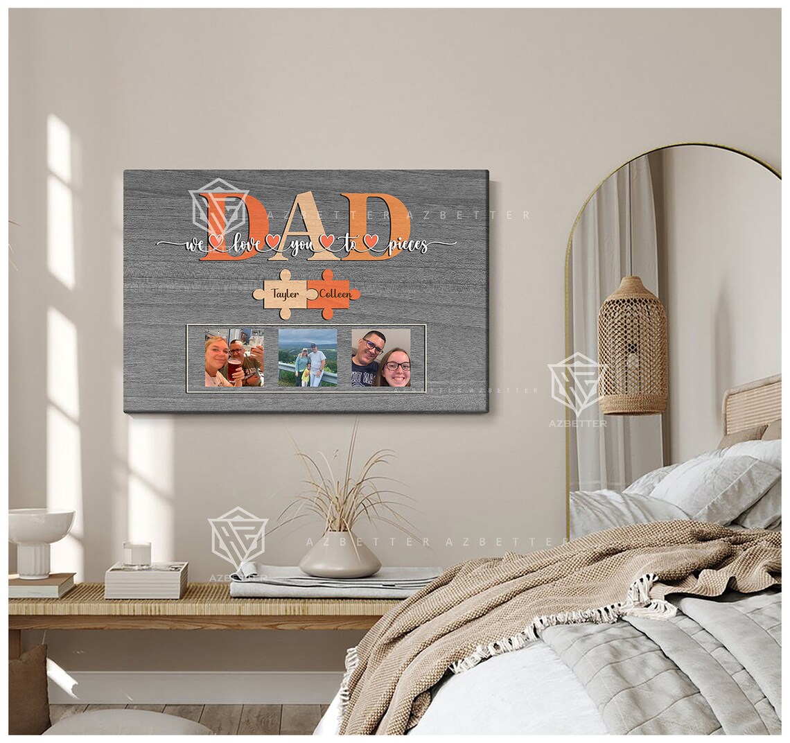 Personalized Dad We Love You To Pieces Family Photo Collage Poster - Image 3