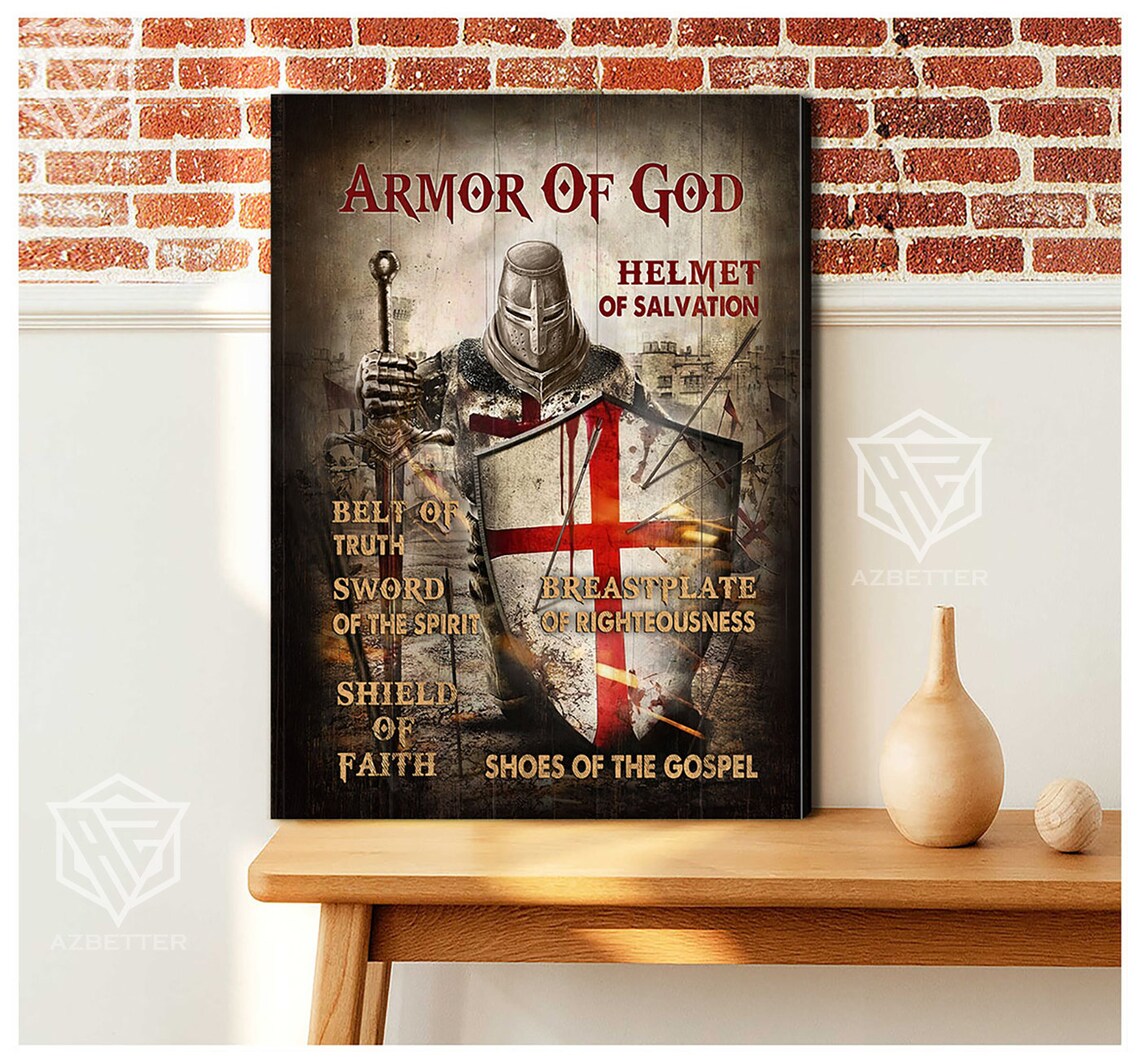 Armor Of God Knight With Shield Sword And Helmet Christian Poster - Image 3