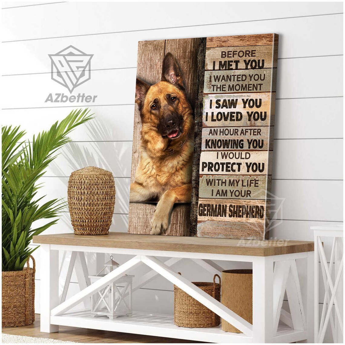 German Shepherd Before I Met You Love Poem Wooden Door Peek Poster - Image 5