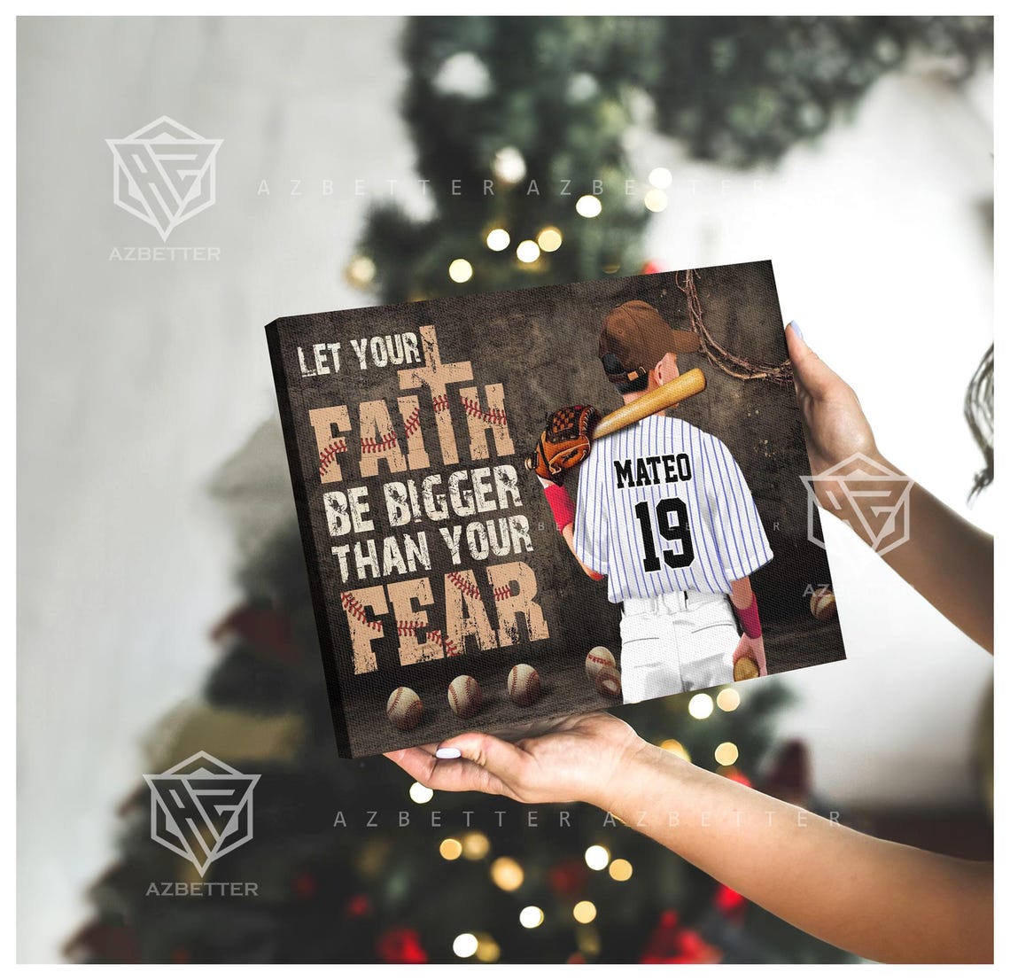 Personalized Baseball Scripture Let Your Faith Be Bigger Than Your Fear Custom Gift For Baseball Player Baseball Birthday Gift - Image 5