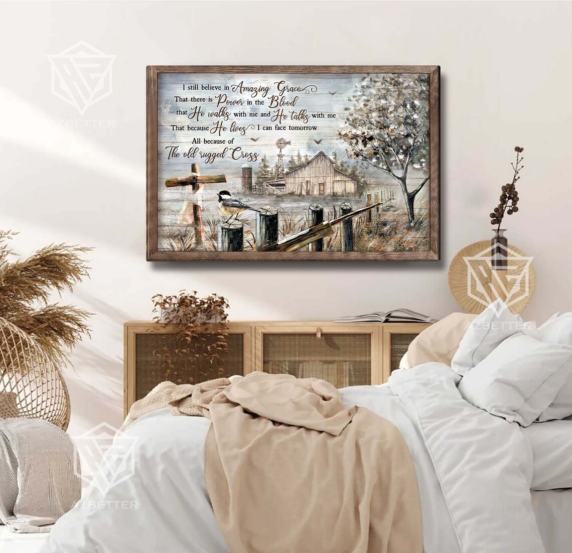 I Still Believe In Amazing Grace Old Rugged Cross Farmhouse Poster - Image 4