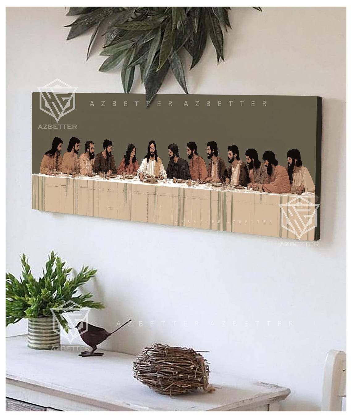 The Last Supper Jesus And Apostles Minimalist Panoramic Canvas Poster - Image 2