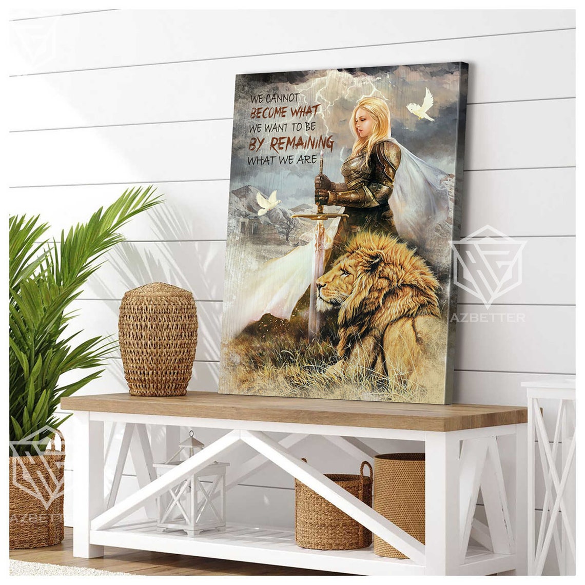 Become What You Want Woman Warrior Lion Sword Inspirational Poster - Image 5