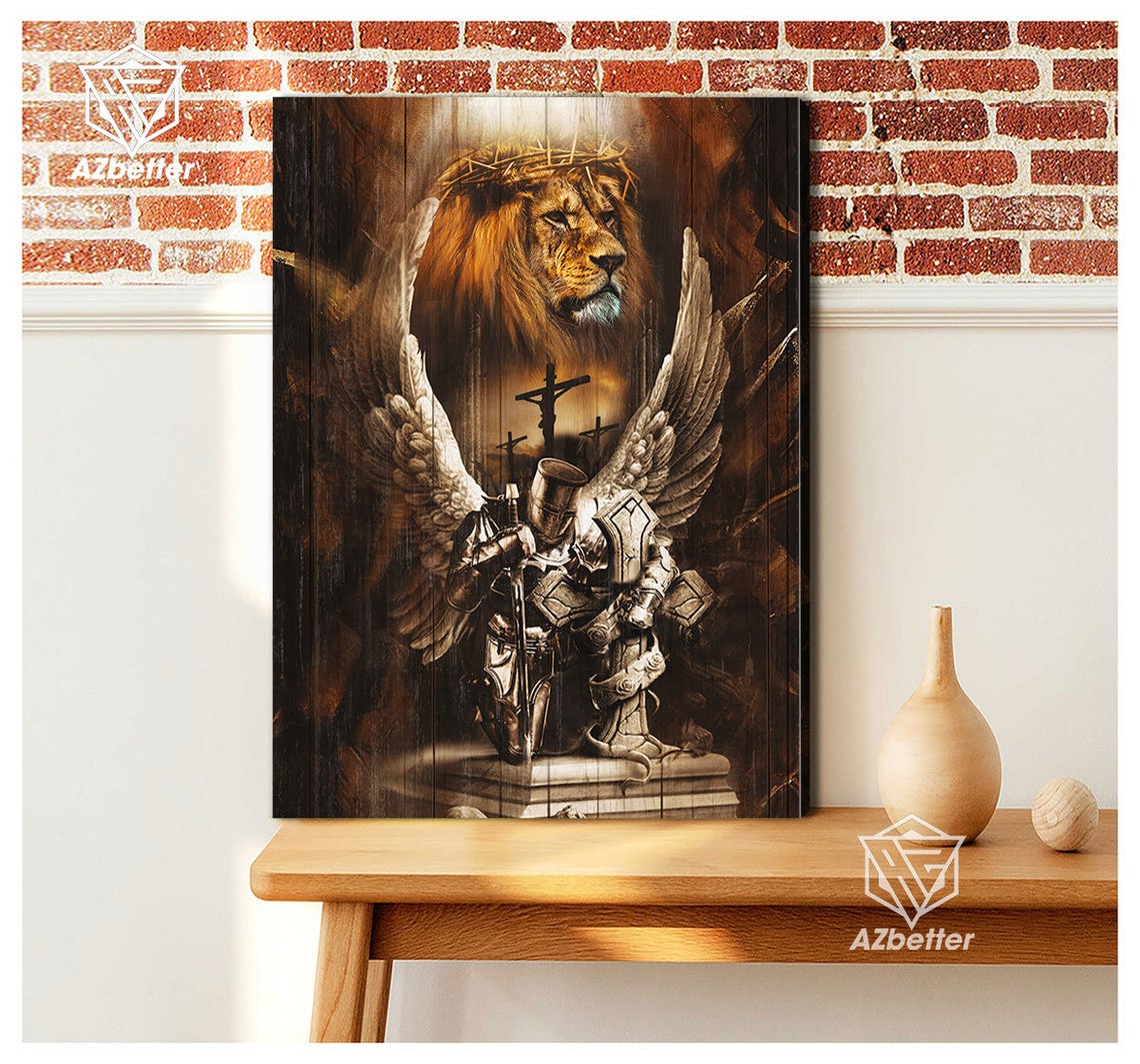 Beautiful Knight Of The God Lion Of Judad Prints God Wall Art Christian Home Decor Warrior Of God Pictures Lion God Painting - Image 5