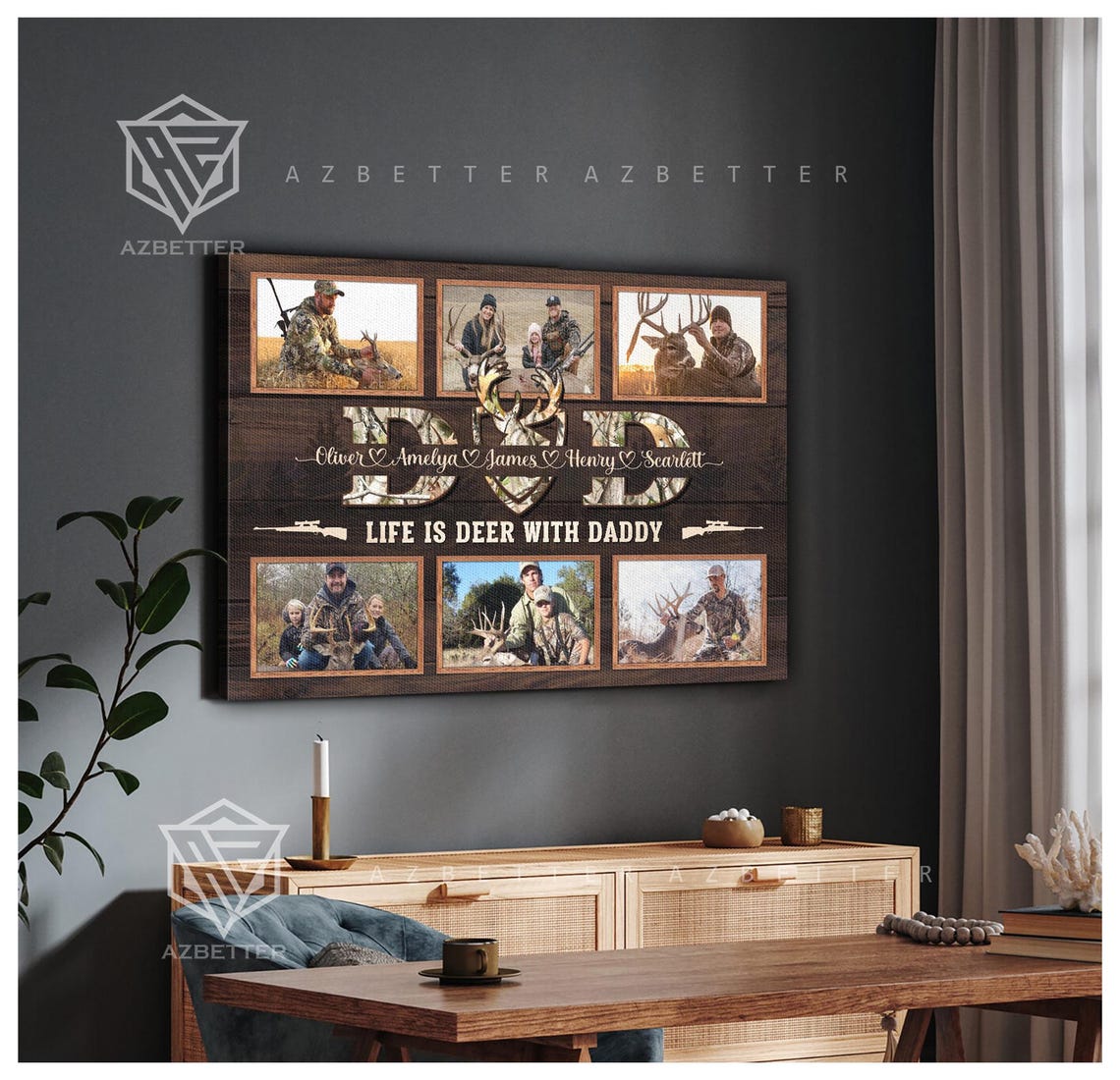 Life Is Deer With Daddy Hunting Photo Collage Father's Day Gift Poster - Image 4