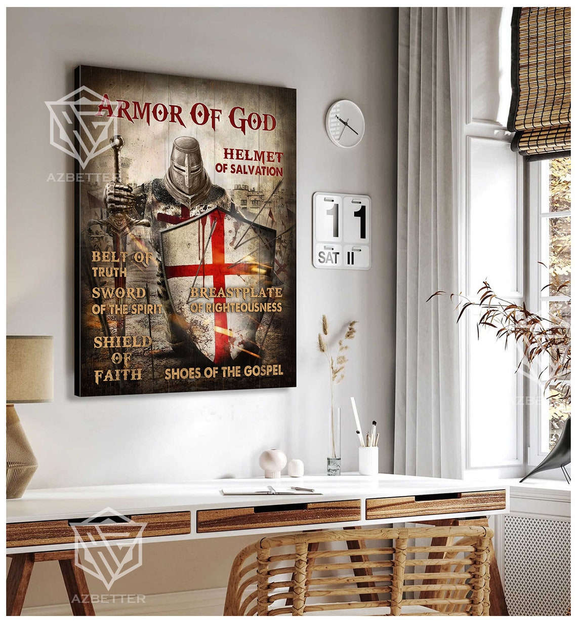 Armor Of God Helmet Of Salvation Belt Of Truth Art God Wall Art Christian Home Decor Warrior Of God Knight Of Jesus - Image 5