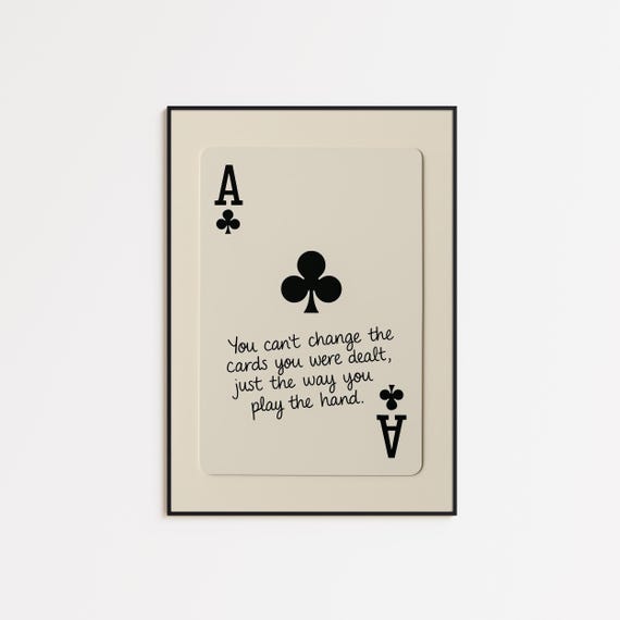 Ace Of Clubs Quote Poster Western Playing Card Wall Art Inspirational Cowboy Print