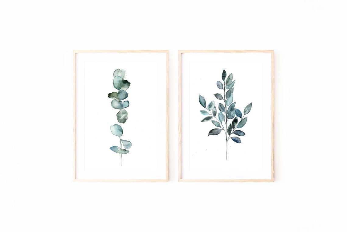 Eucalyptus Watercolor Stem Grey Green Leaves Botanical Art Poster - Image 3