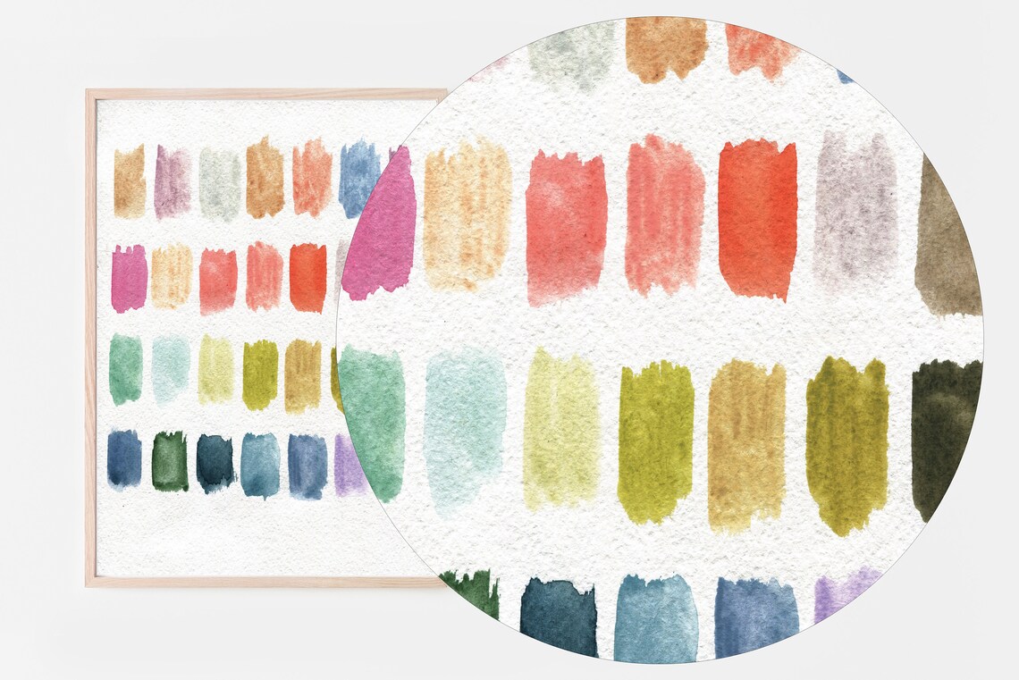 Colorful Watercolor Swatch Chart Brushstroke Rainbow Kids Room Wall Art - Image 3