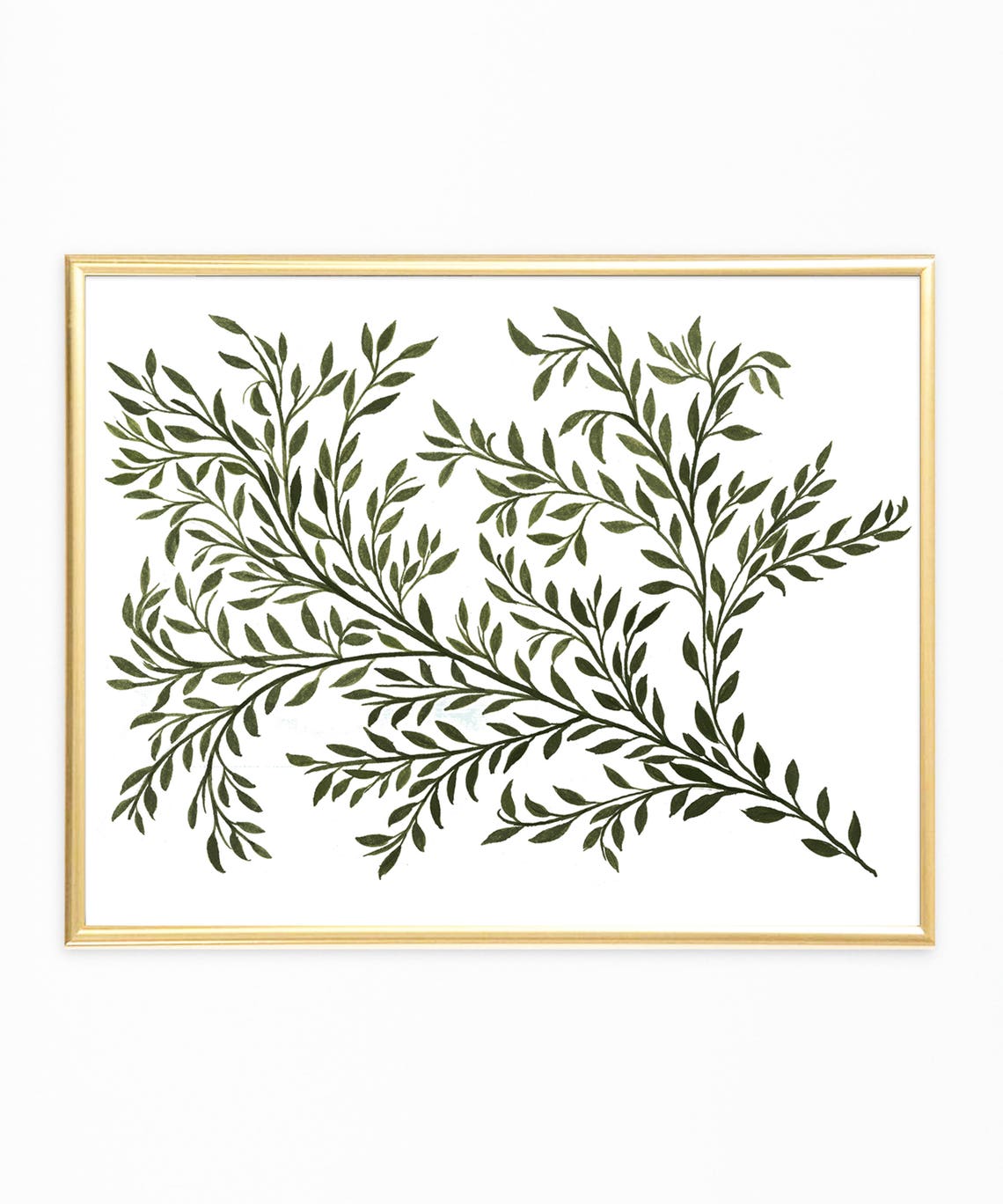 Green Botanical Leaf Branch Watercolor Style Nature Home Print - Image 3