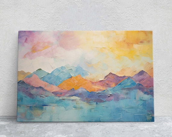 Abstract Mountains Impressionist Art Mountain Landscape Scenic Decor Painting Print Framed Large Art Print