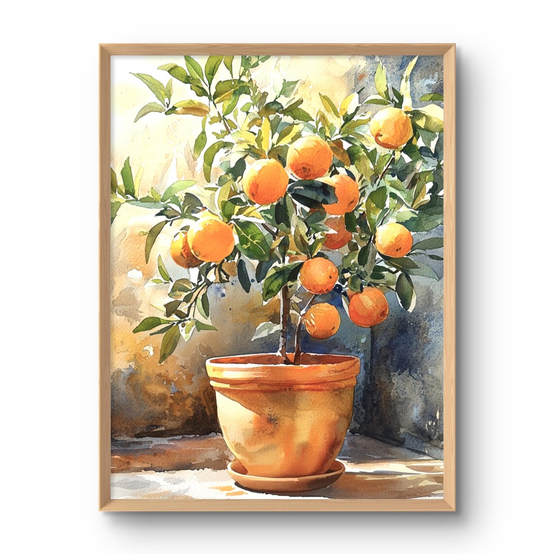 Orange Tree Watercolor Art Print, Farmhouse Decor