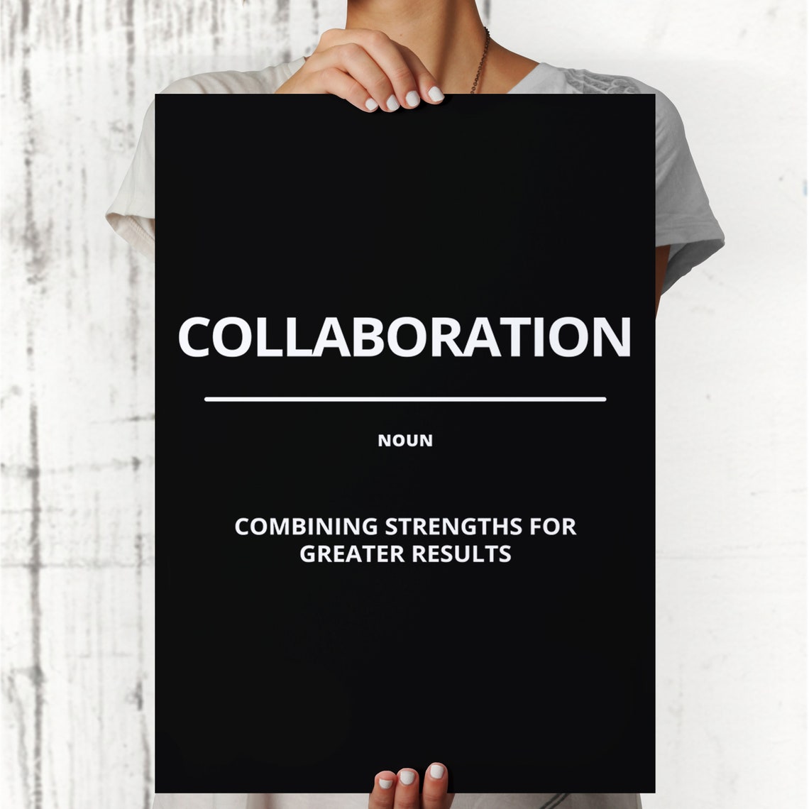 Collaboration Bold Black Dictionary Definition Motivational Poster - Image 3