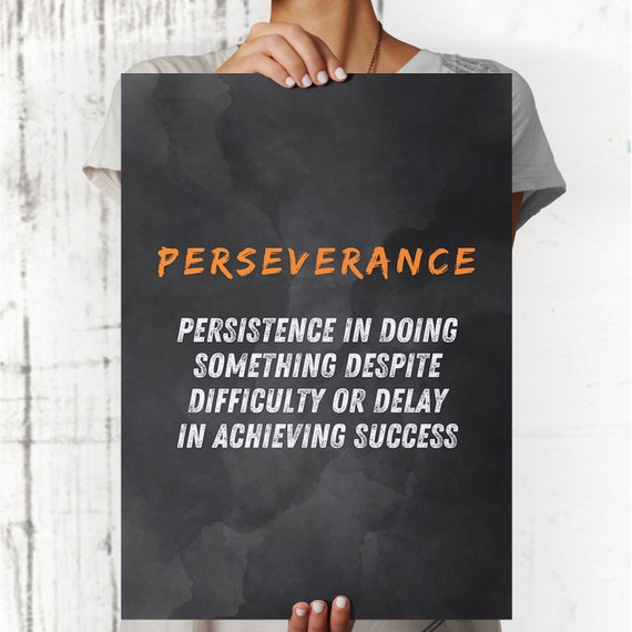 Perseverance Definition Motivational Framed Poster Inspirational Print Entrepreneur Gift Encouragement Wall Art Uplifting Poster