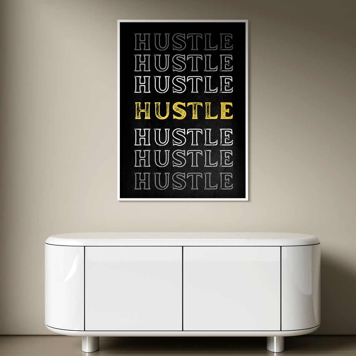 Hustle Repeated Typography Gold Accent Black Chalkboard Wall Art - Image 2