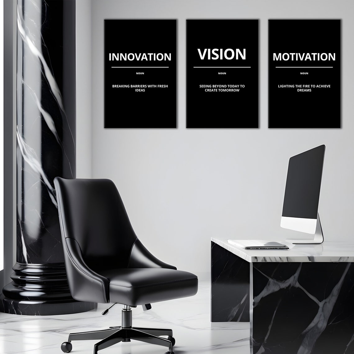 3 Piece Innovation Vision Motivation Definition Poster Office Set - Image 4