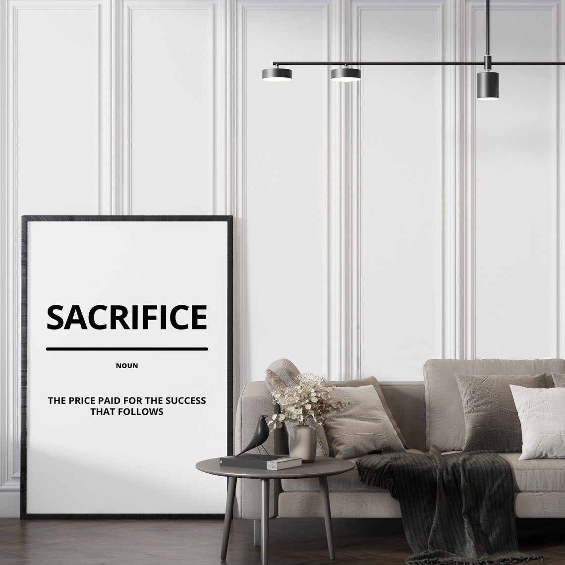 Sacrifice Noun Definition Minimalist White Motivational Quote Poster - Image 2