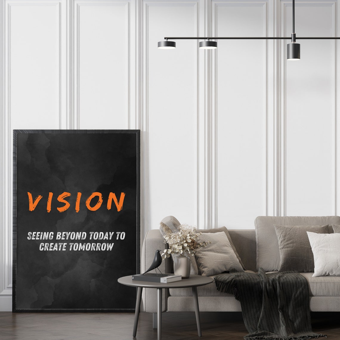 Vision Burnt Orange Brush Text Dark Motivational Modern Quote Poster - Image 2