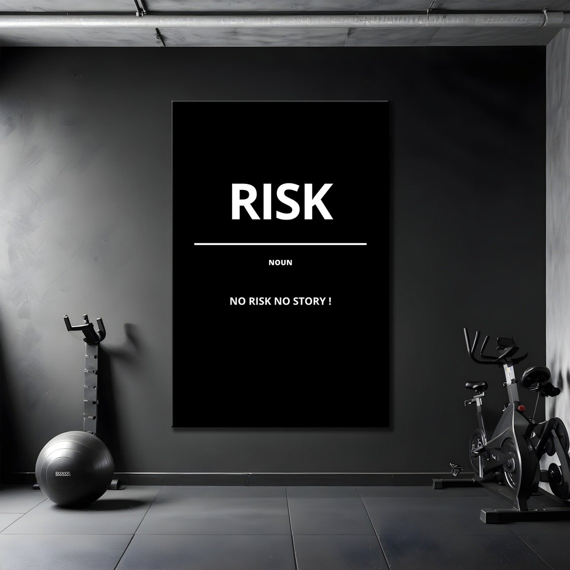 Risk Noun Definition Moody Dark Motivational Quote Decor Poster - Image 3
