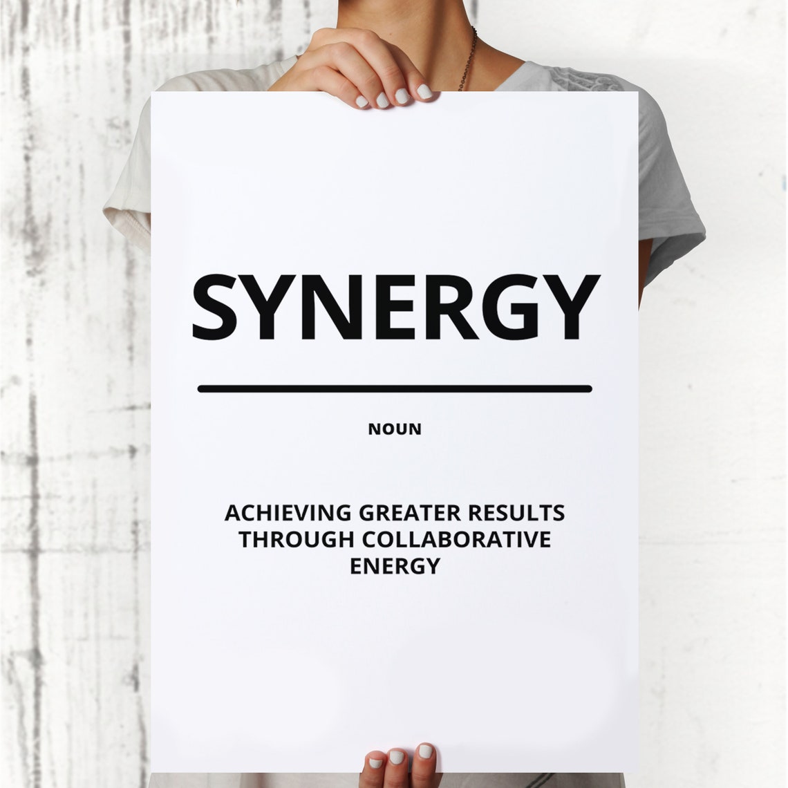 Synergy Minimalist White Dictionary Definition Motivational Poster - Image 2