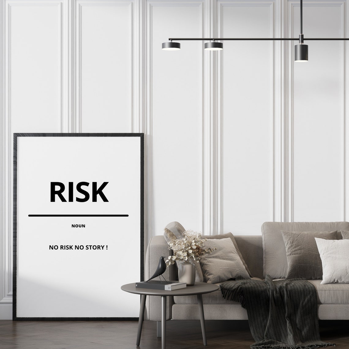 Risk Noun Definition Minimalist White Motivational Quote Poster - Image 3