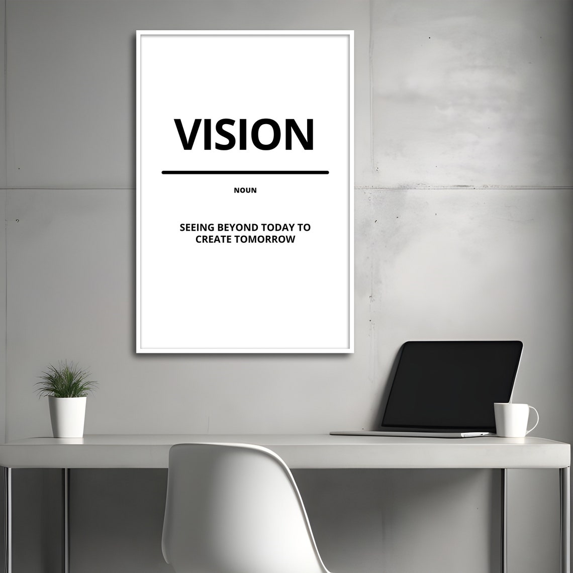 Vision Definition Noun Minimalist Black White Office Quote Poster - Image 4