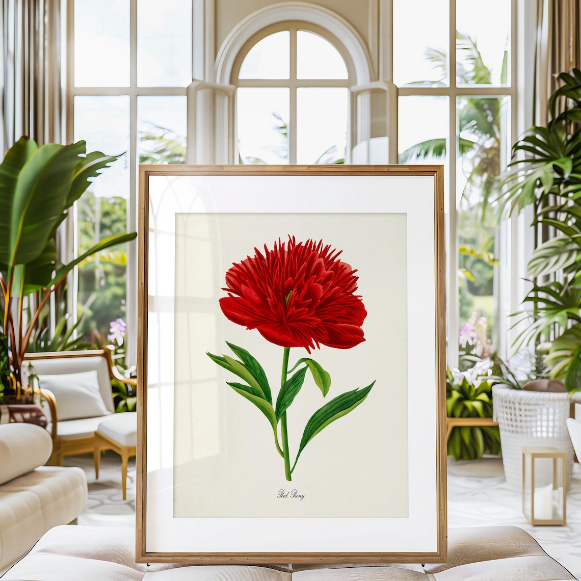 Red Peony Botanical Art Print, Floral Wall Art - Image 3