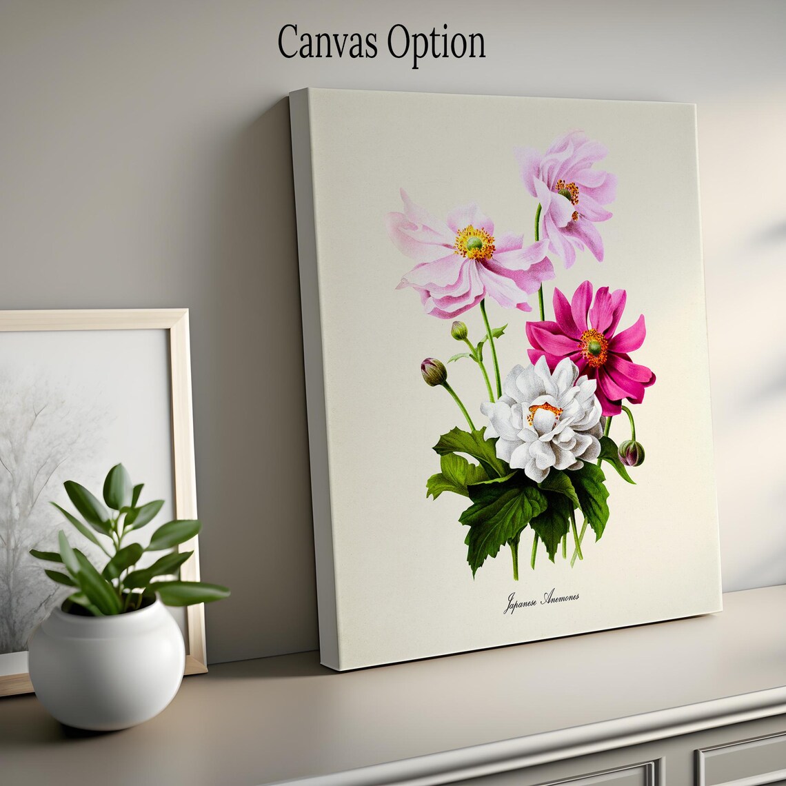 Japanese Anemones Botanical Art Print, Floral Decor - Image 2