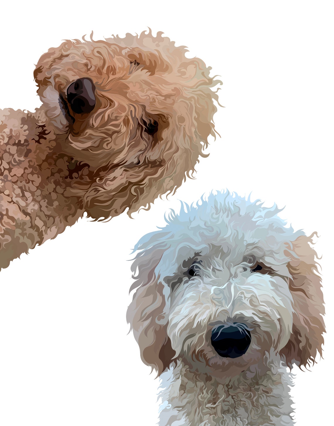 Peekaboo Portrait of Two Dogs Custom From Photo Pet Gift Wall Art - Image 5