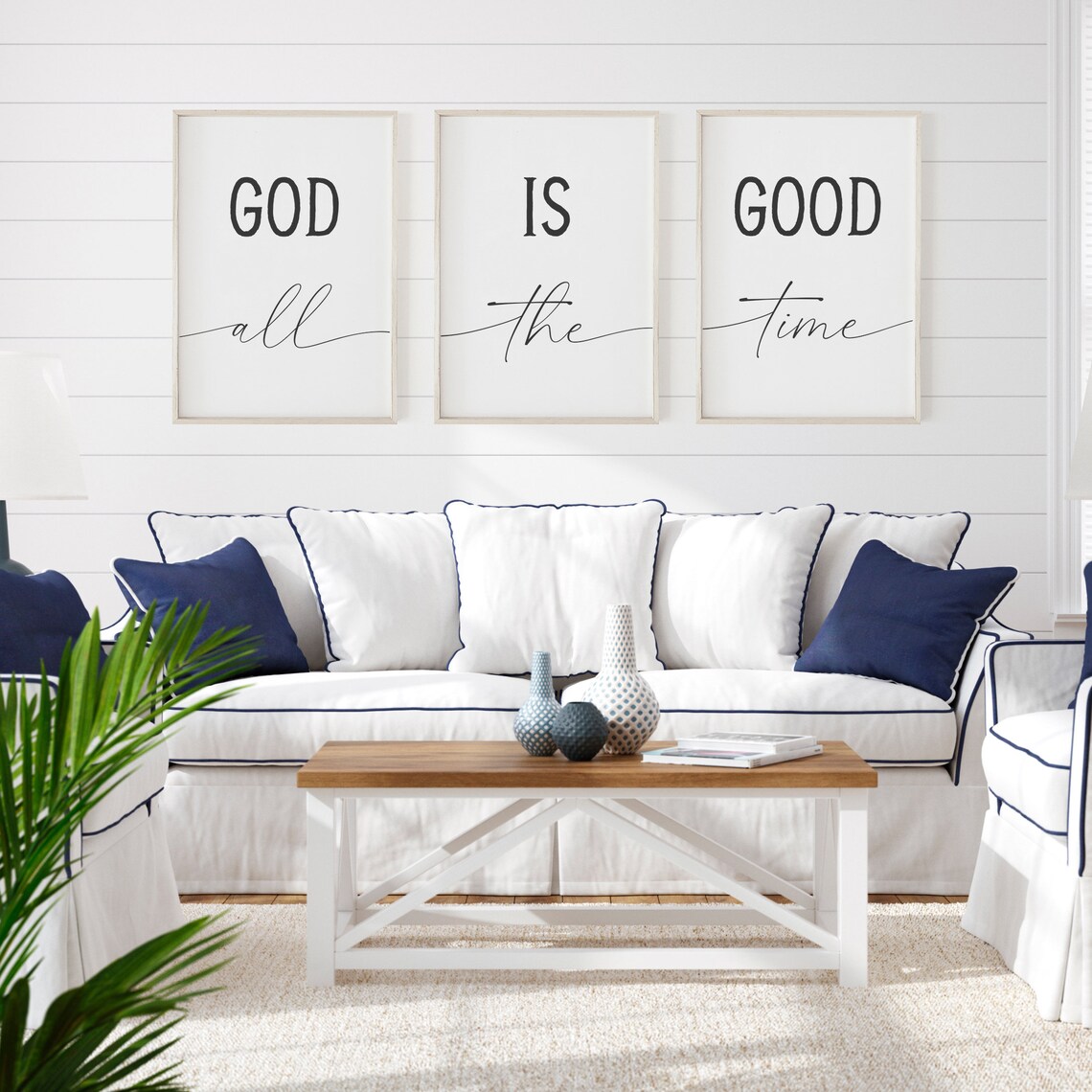 God Is Good All The Time Trio Minimalist Christian Typography Quote Poster - Image 3