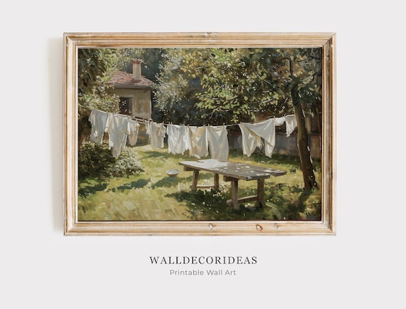 Vintage Farmhouse Laundry Room Summer Landscape Art Print
