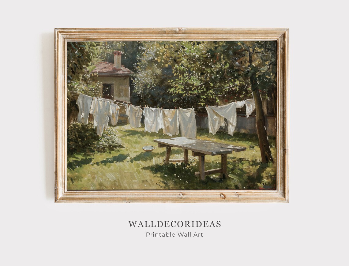 Vintage Farmhouse Laundry Room Summer Landscape Art Print