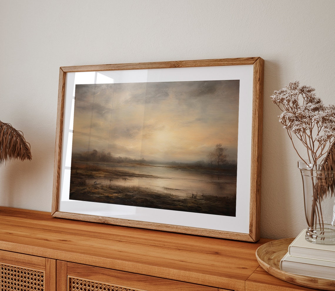 Antique Moody Oil Painting Landscape Brown Dark Artwork Vintage Woodland Oil Painting Wall Art - Image 2