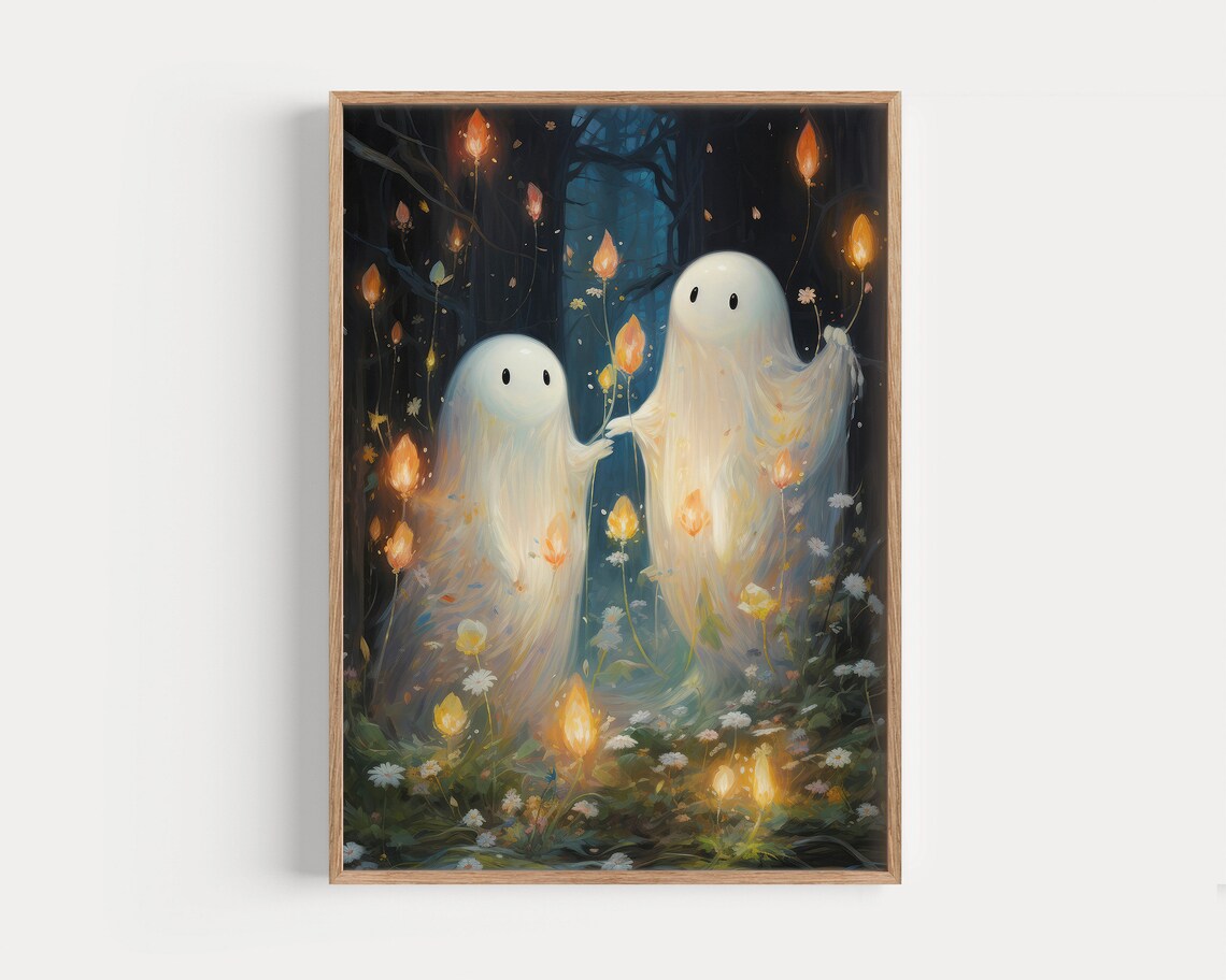Cute Ghost In The Forest, Halloween Wall Decor - Image 2