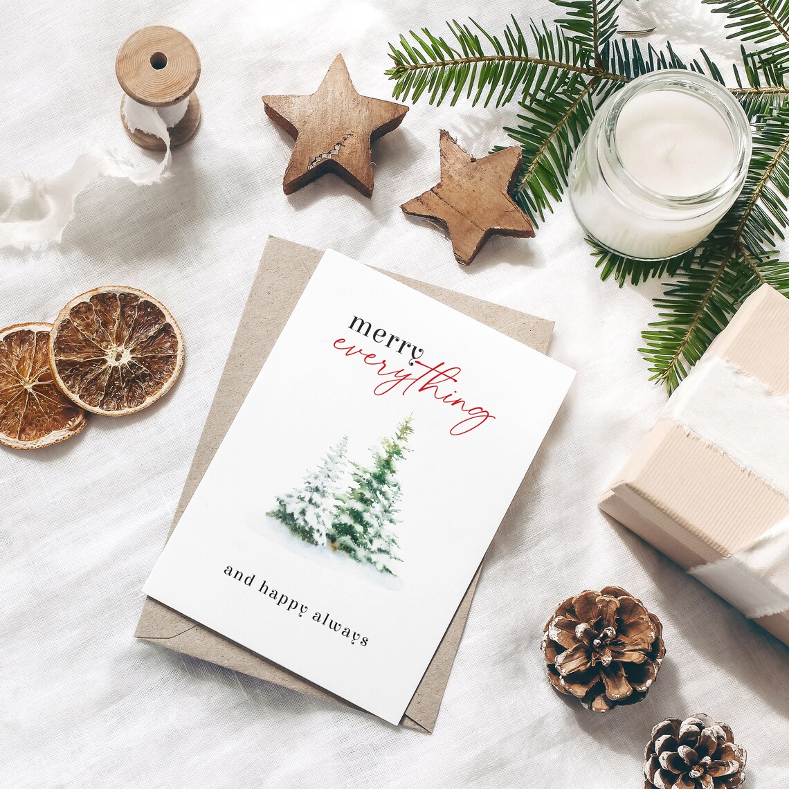 Merry Everything and Happy Always Snowy Pines Holiday Poster - Image 4
