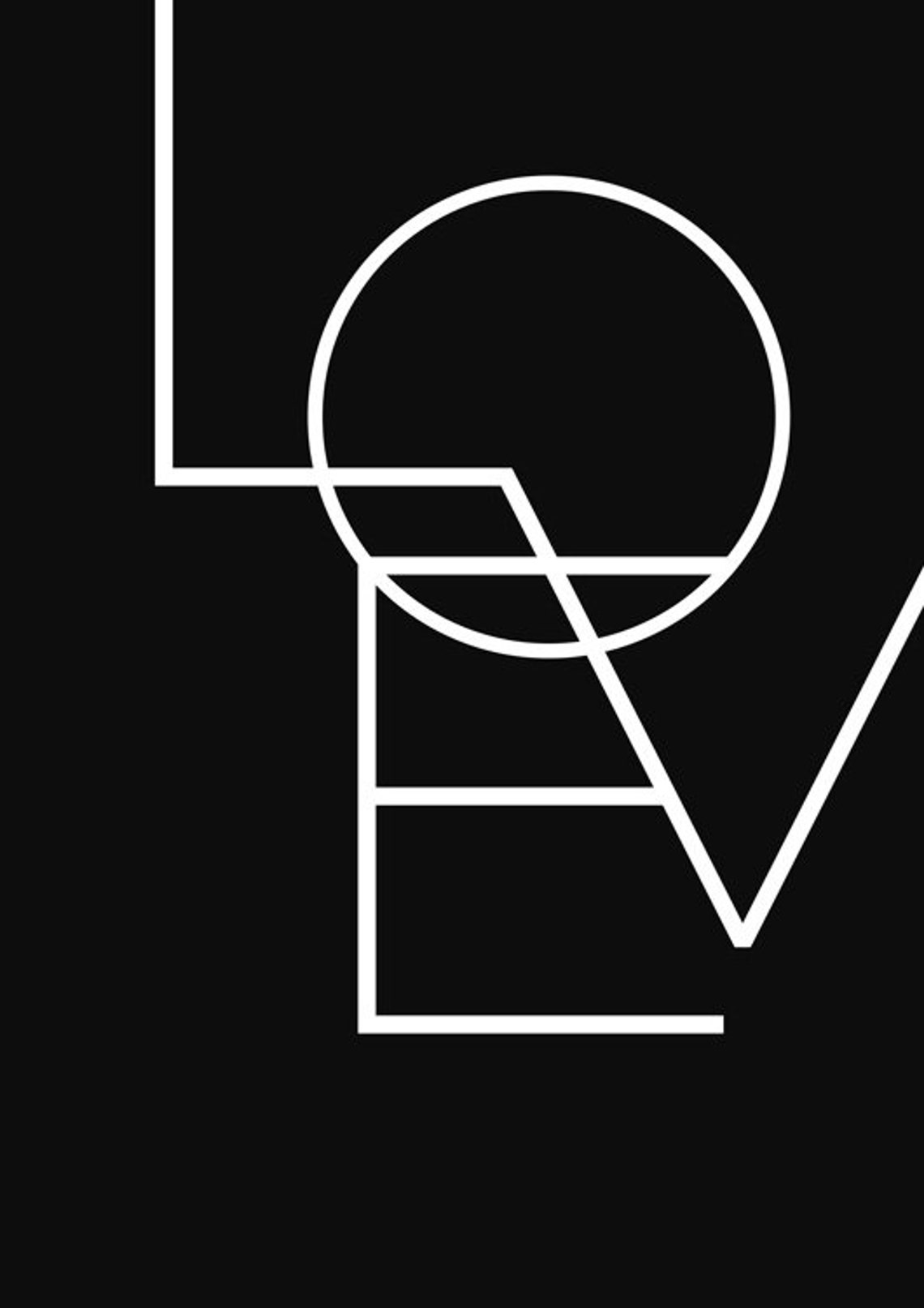 Minimalist Love Typography Line Art Black Modern Decor Print - Image 3