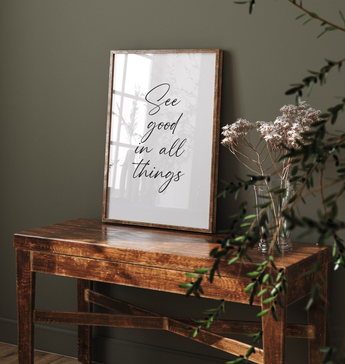 See Good in All Things Calligraphy Quote Boho Minimalist Inspirational Poster - Image 2