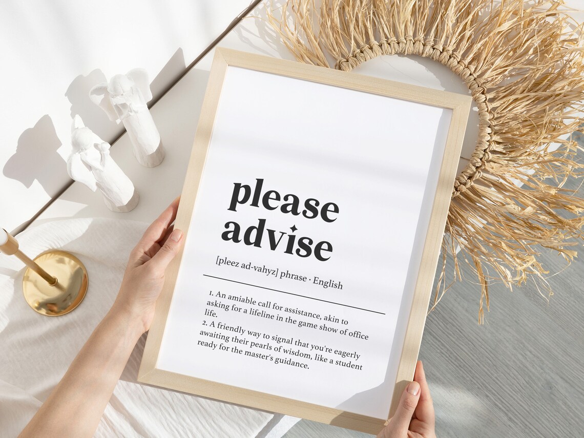 Please Advise Funny Definition Quote Minimalist Home Office Wall Print - Image 4