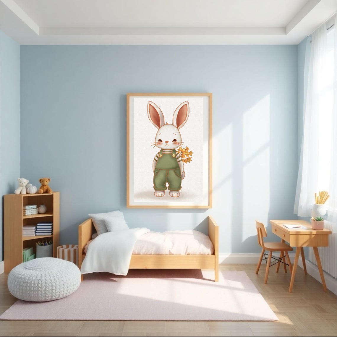 Cute Bunny Rabbit With Flowers - Image 3