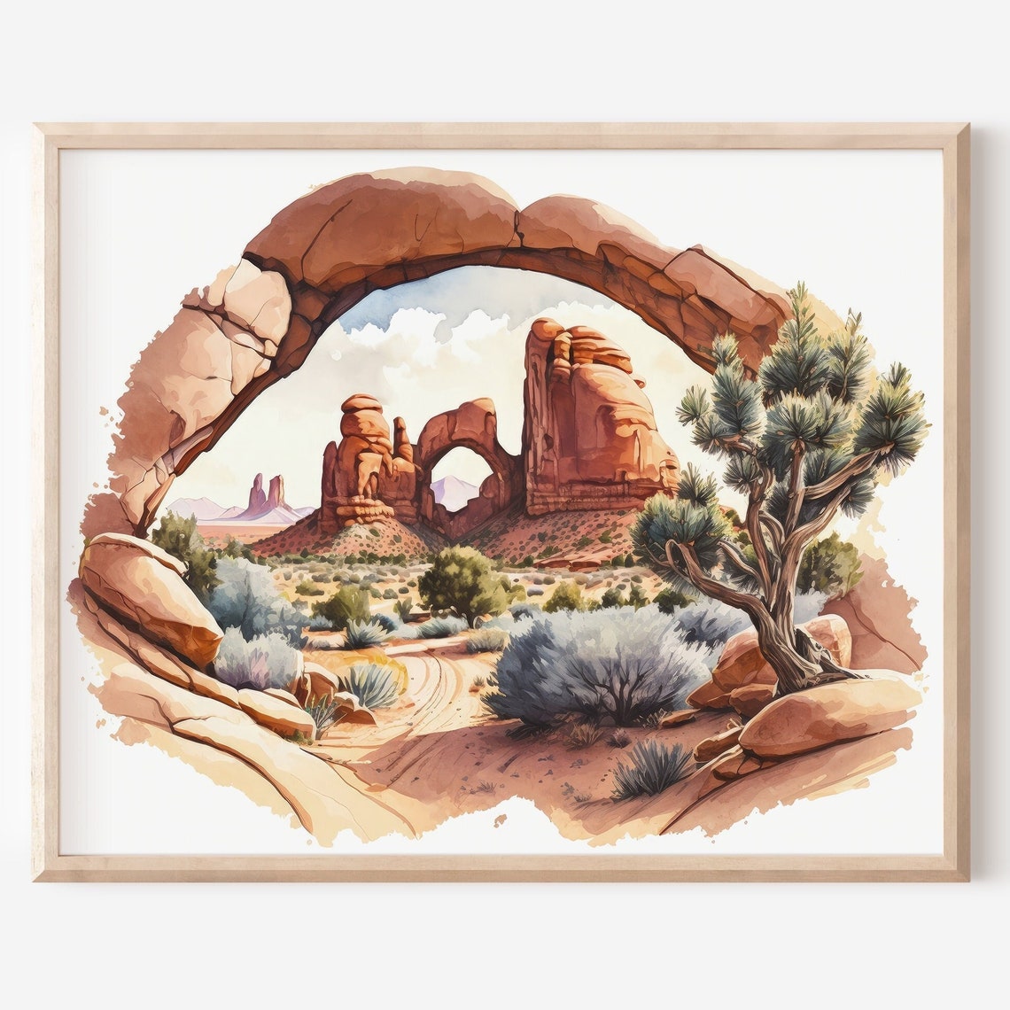 National Park Poster Arches Print Utah Watercolor Painting Landscape Wall Art Boho