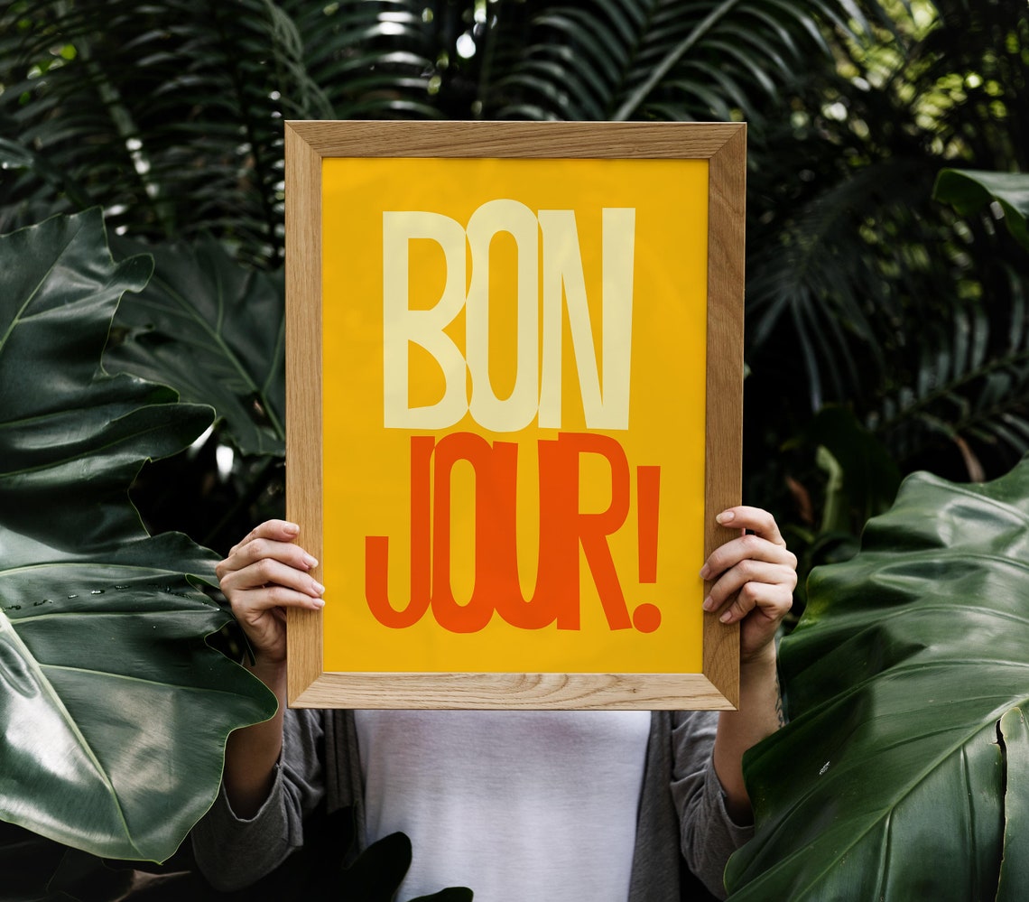 Bon Jour Yellow French Greeting Bold Modern Typography Poster - Image 5
